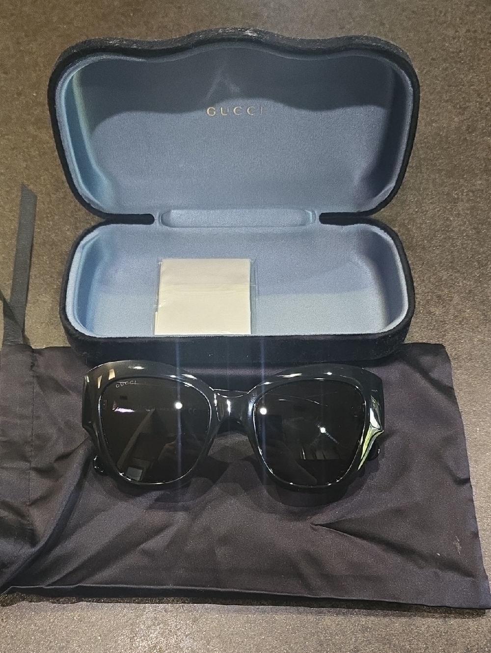 Gucci Glossy Black Cat-Eye Sunglasses